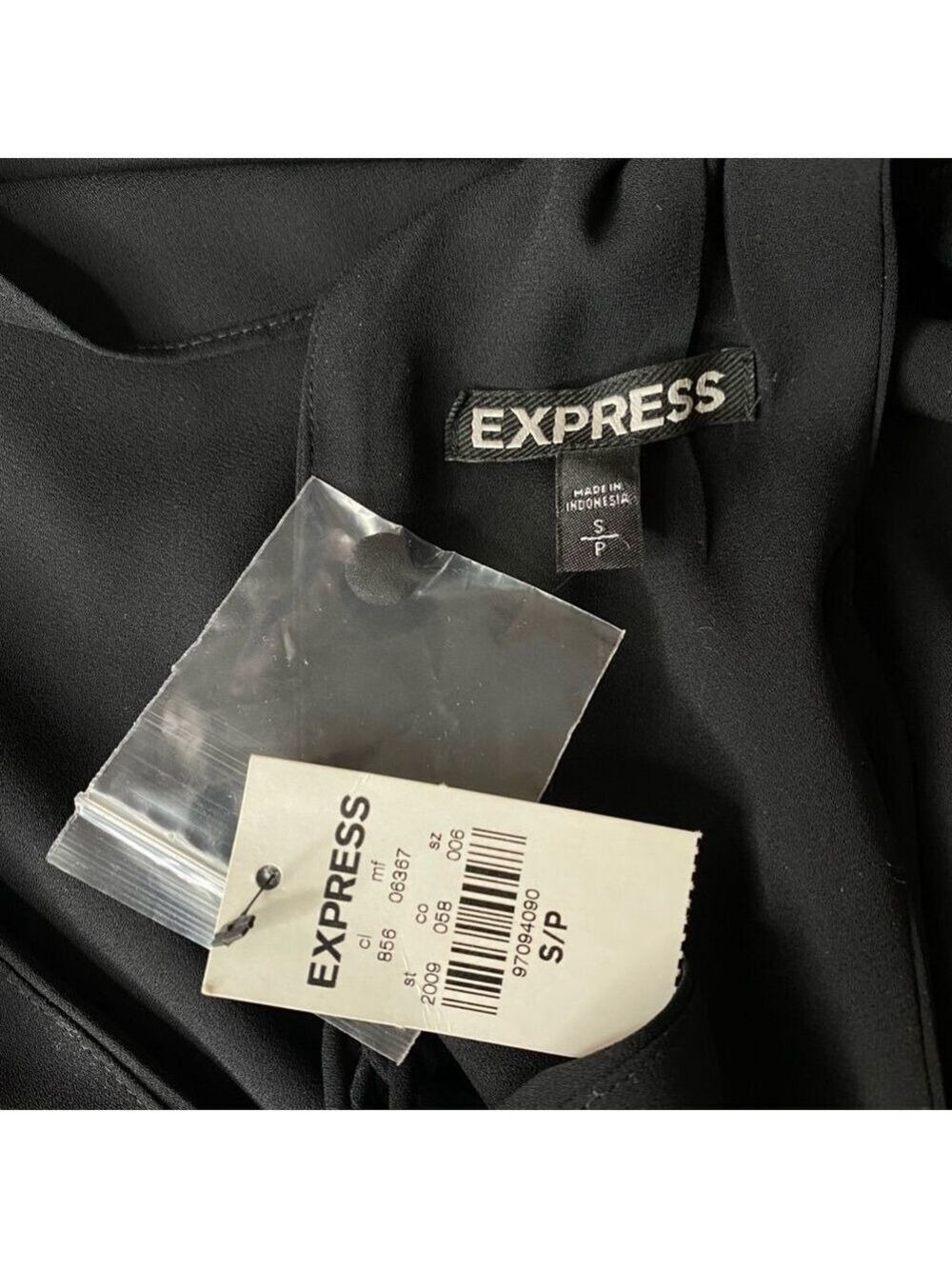 Express Black Ruffle Front 3 Button Top Small Petite - Picture 7 of 8